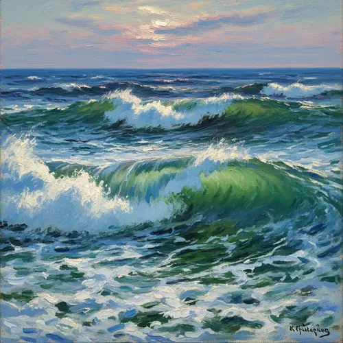 Impressionistic Ocean Waves Painting