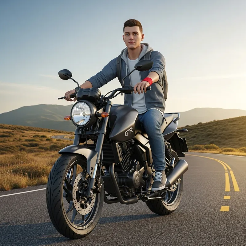Teenager Riding GTR 350 Bike | Casual Style 3D Illustration