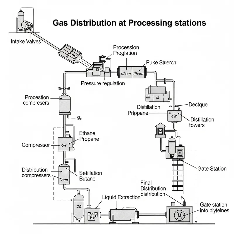 Gas Distribution Process Diagram at Processing Stations