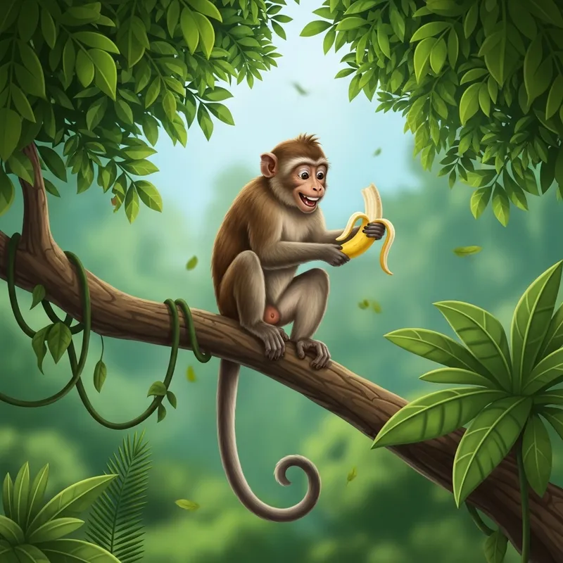 Adorable Monkey in Lush Tropical Rainforest Adorable Monkey in Lush Tropical Rainforest