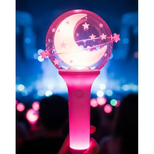 Vibrant Hot Pink Kpop Lightstick with Moon Design