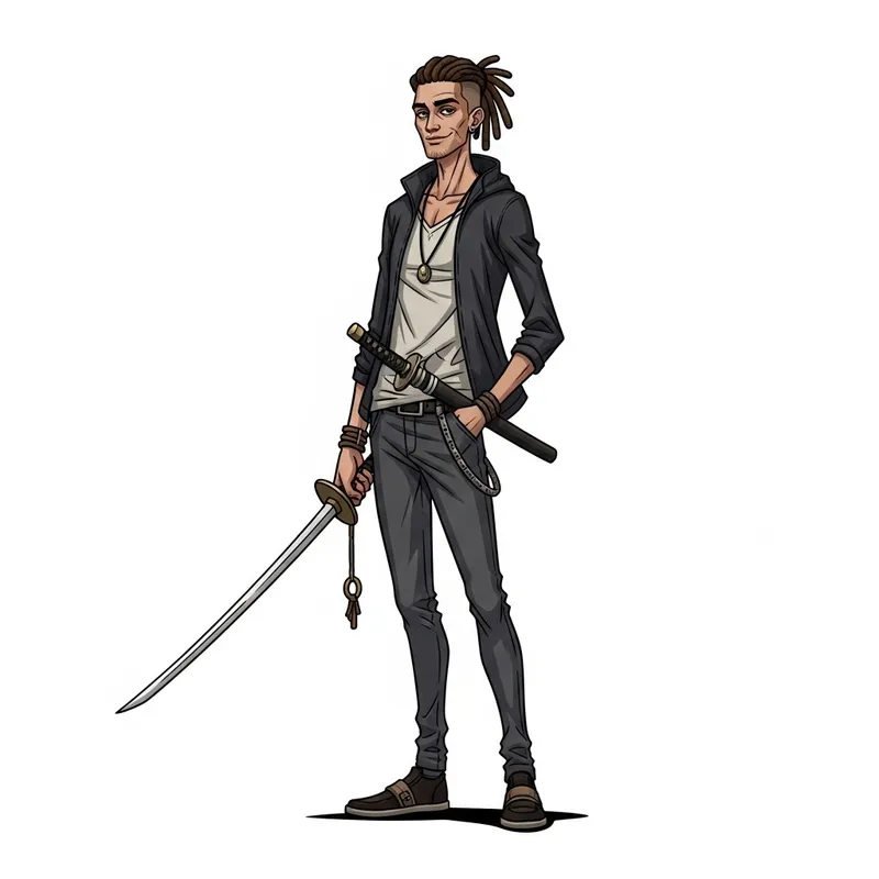 Snoop | Cool Skinny Unshaven Man with Sword Snoop | Cool Skinny Unshaven Man with Sword