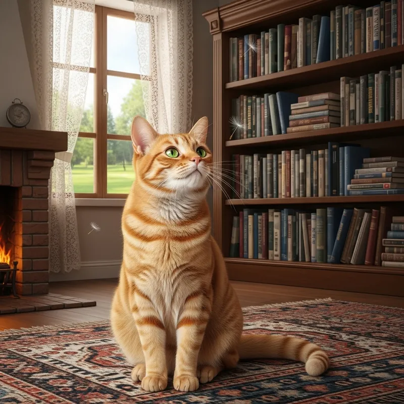Draw a Radiant Ginger Cat on Woven Rug | Cozy Living Room Scene