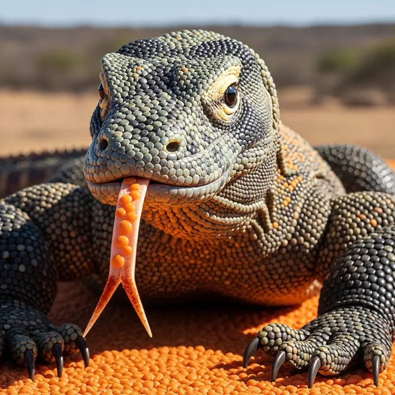 Hyperrealistic Komodo Dragon Sculpture with Lentil Scales