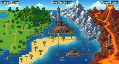 Pixel Art Level Selector Scenery: Adventure in Aesthetic Pixels