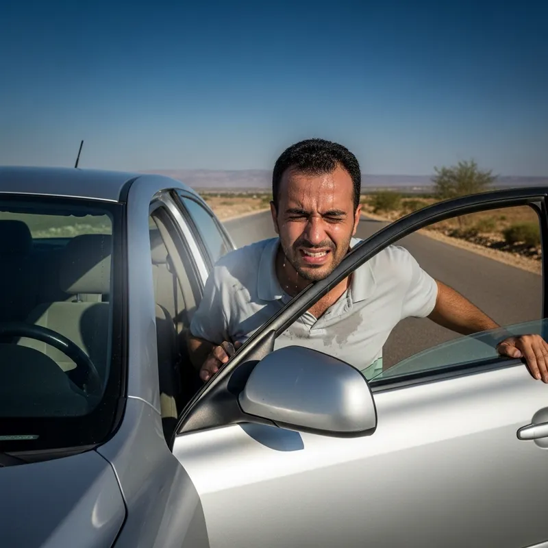Saudi Man Opens Car in Scorching Heat