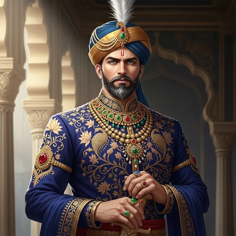 Noble Indian Monarch with Majestic Blue Robes | Web Novel Cover Noble Indian Monarch with Majestic Blue Robes | Web Novel Cover
