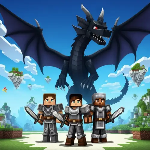 Epic Battle in The End: 3 Human Knights vs Black Dragon