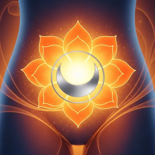 Sacral Chakra: Orange Lotus with Crescent Moon Symbol