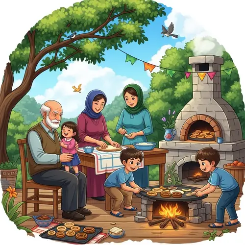 Joyful New Year Celebration in a Levantine Village Garden