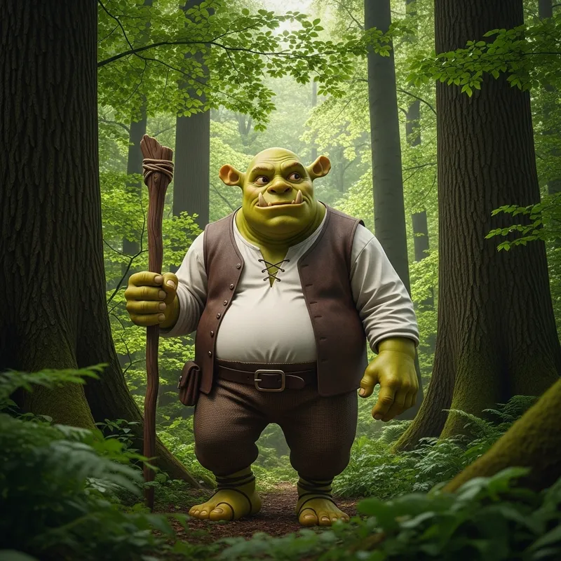 Large Green Ogre Hunting in Forest - Shrek Style Large Green Ogre Hunting in Forest - Shrek Style