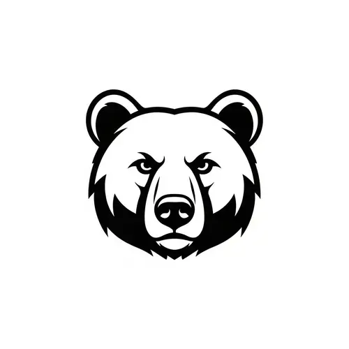 Flat Bear Face Logo Design for T-shirt Printing
