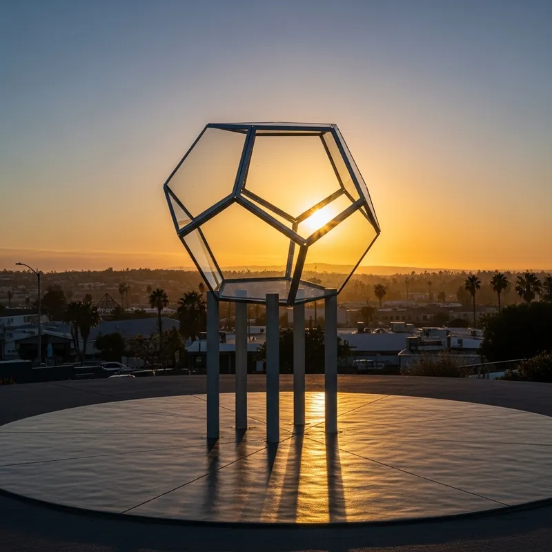 Dodecahedron Sculpture in Midair at Sunset Strip | Bespoke Art Display