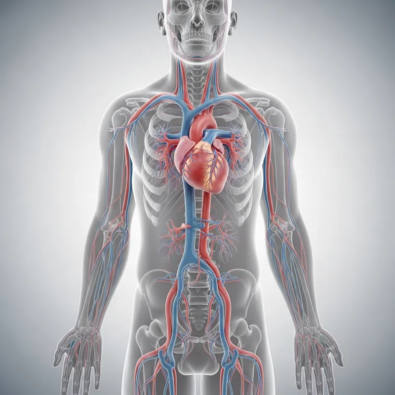 Human Body Illustration Focused on Heart Anatomy