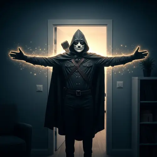 Modern Robin Hood: Luminescent Figure Realizing Dreams