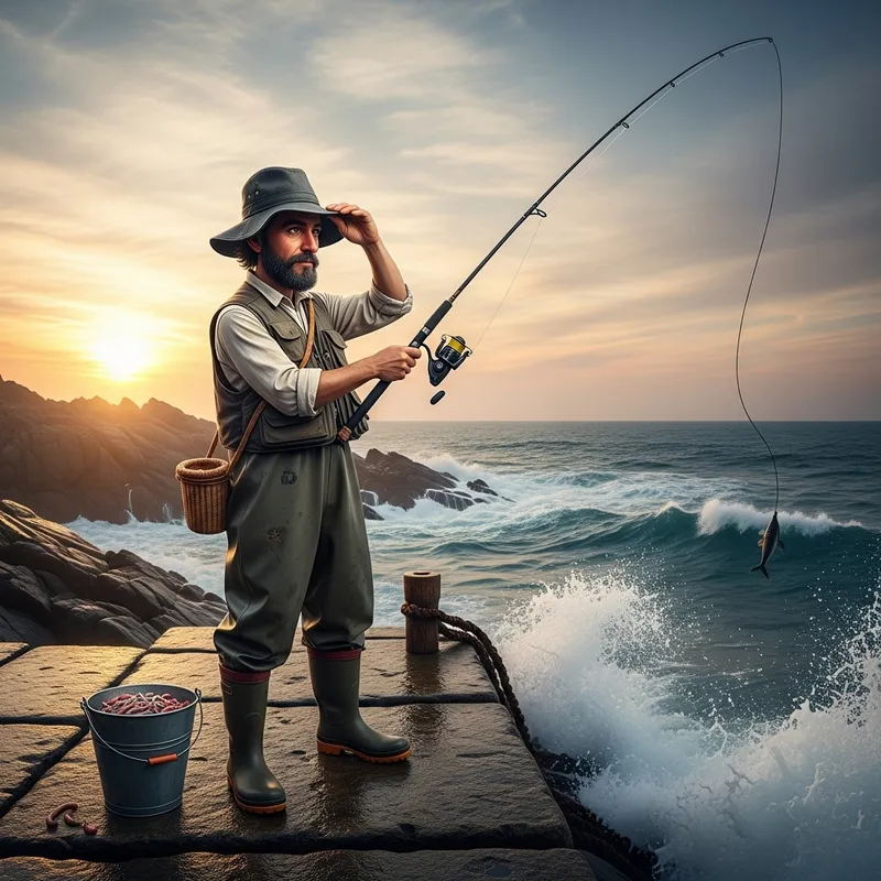 Surreal Fisherman Character Illustration | Wobbledog Art