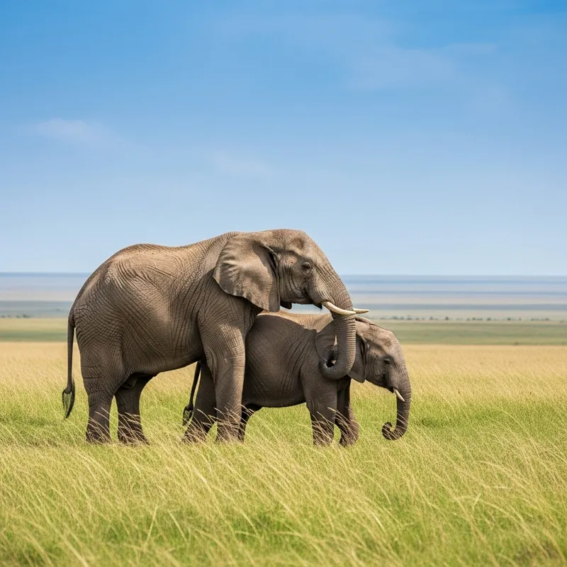 Elephants Mating Ritual in Beautiful Grasslands