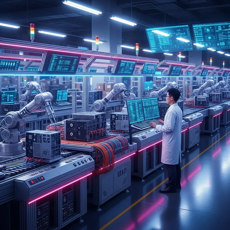 New System: Futuristic Computer Assembly Warehouse New System: Futuristic Computer Assembly Warehouse