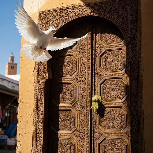 Moorish Style Algerian Door & White Dove Symbolizing Peace