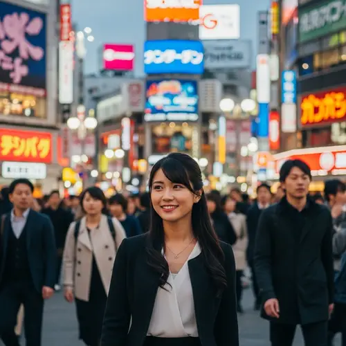 Young Japanese Woman in Vibrant City Streets | Discover the Beauty