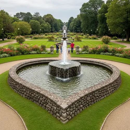 Heart-Shaped Fountain: A Park's Majestic Centerpiece