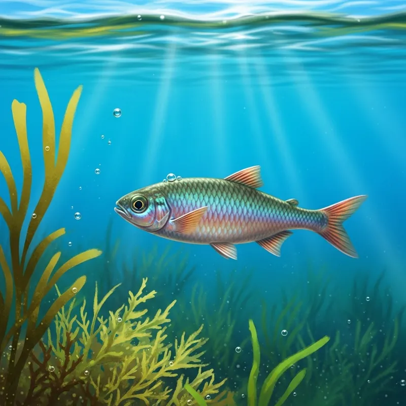 Colorful Small Fish in Clear Blue Water