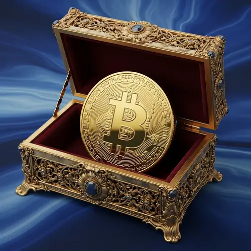 Antique Gold Casket with Bitcoin Coin - Exquisite Design