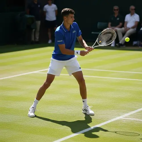 Athletic Male Tennis Player with Swift Footwork and Strong Forehand Shot