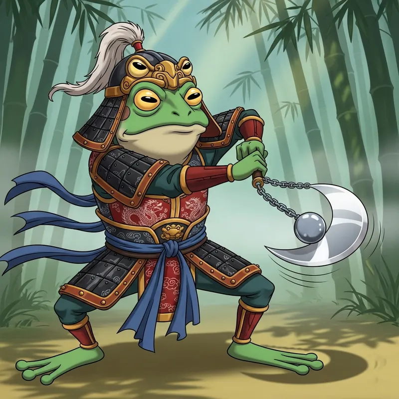 Pepe the Frog Asian Warrior | Battle-Ready Crescent Pendulum