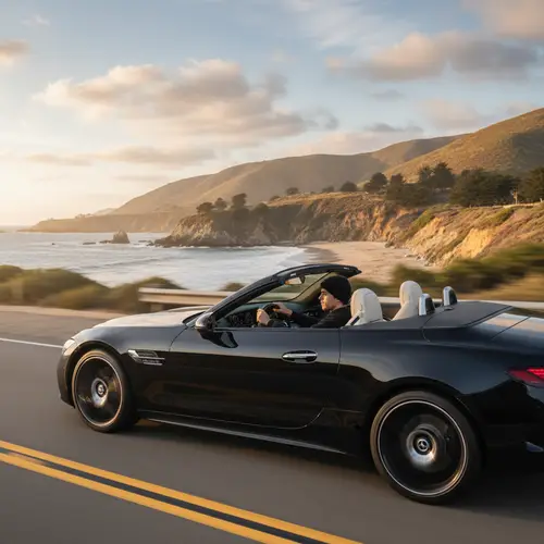Man Driving on California Coastline