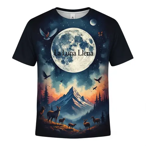 Full Moon & Starry Night T-Shirt Design | Natural Scenic View