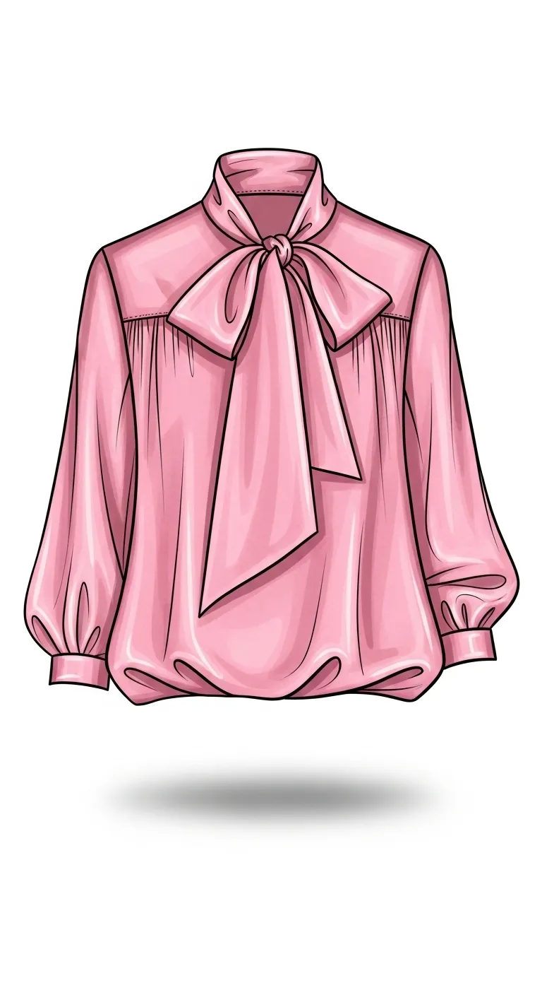 Elegant Women's Blouse Design Sketch in Pink