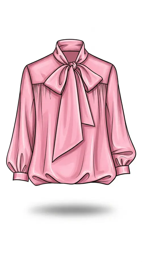 Elegant Women's Blouse Design Sketch in Pink