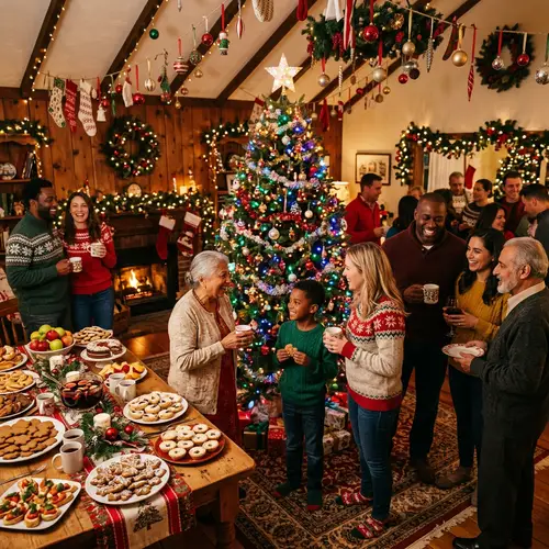 Festive Holiday Gathering with Multicultural Celebrations