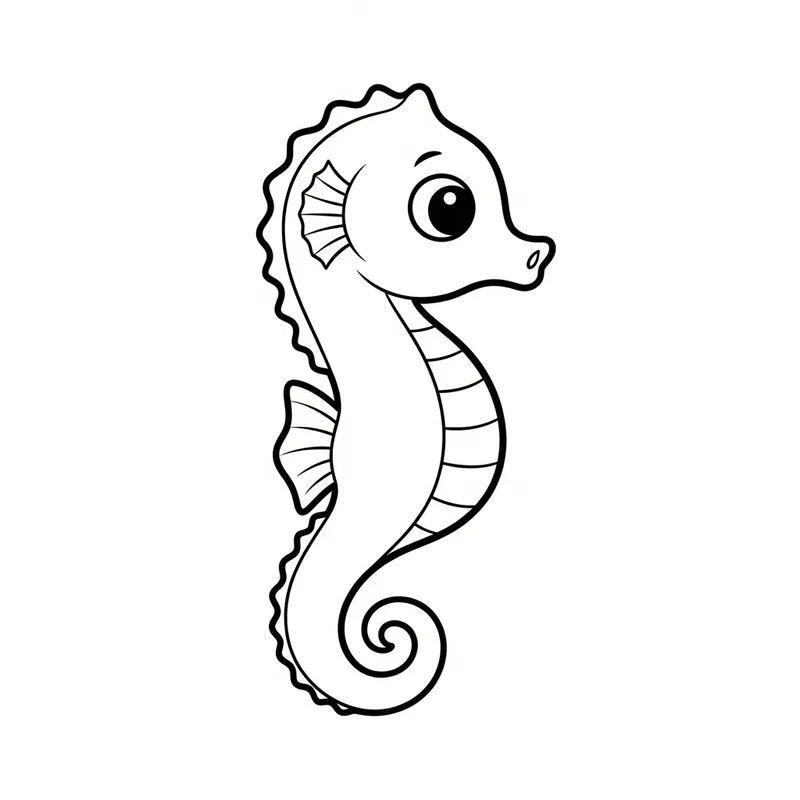 Cute Sea Horse Coloring Page for Toddlers
