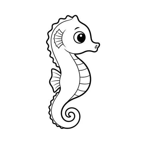 Cute and Friendly Sea Horse Coloring Page for 1-Year-Olds