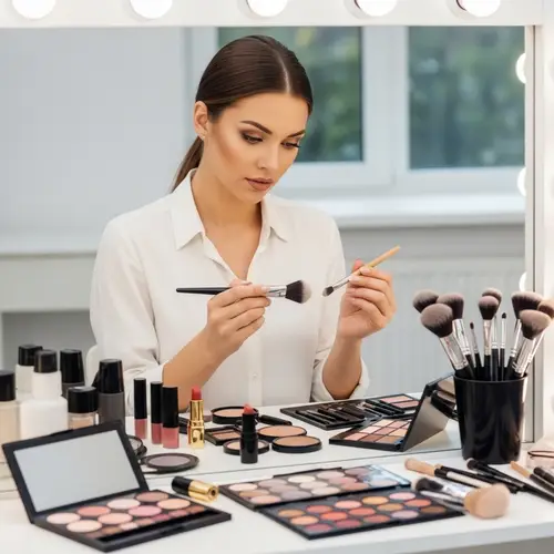 Professional Makeup Artist with Makeup Items