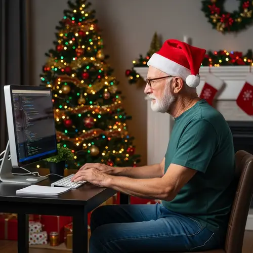 Grandpa Line Holiday Programming Scene: Christmas Hat & Festive Spirit
