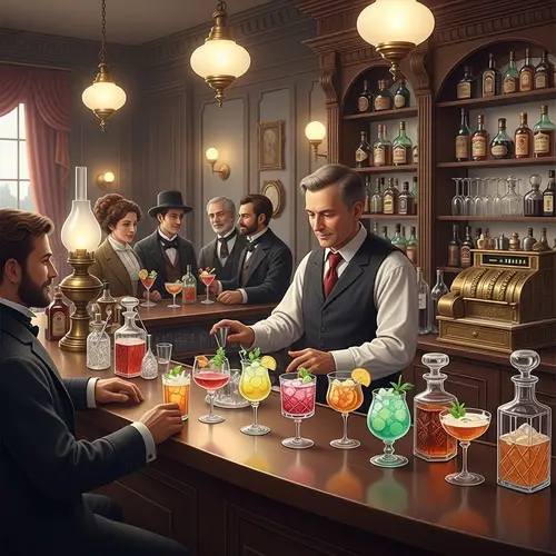 Historical 1800s Cocktail Bar Depiction | Rich Cocktail History