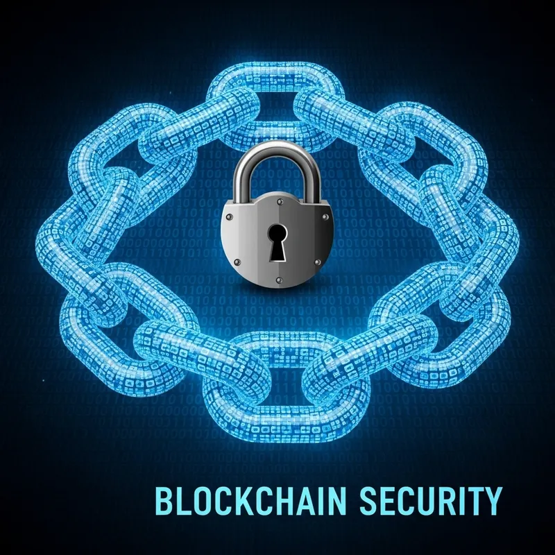 Blockchain Security: Digital Chain & Padlock Illustration