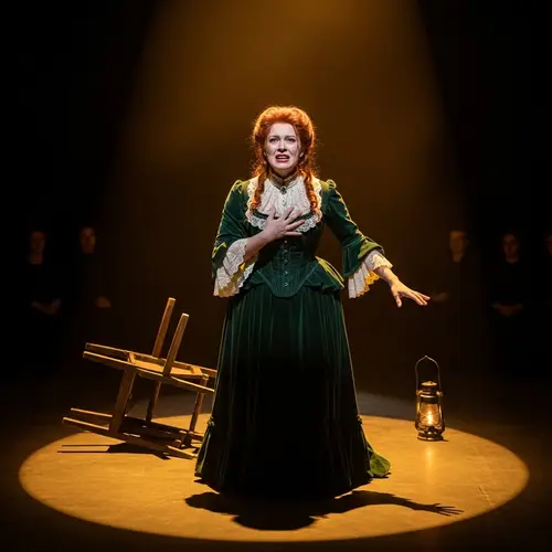 Dramatic Actress Performance in Victorian Era Play