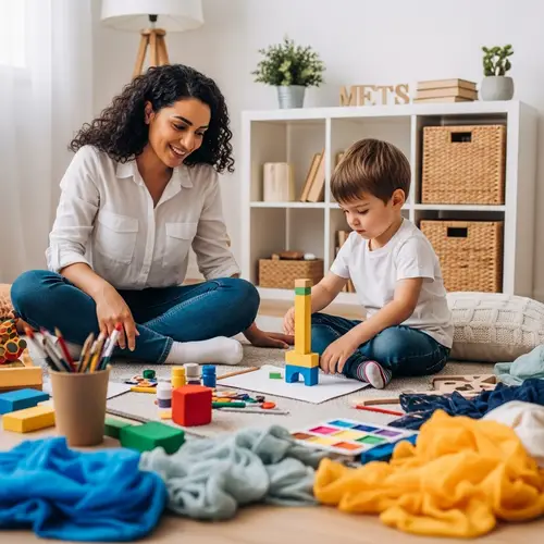 Empathetic Mother Encouraging Creative Play for Child
