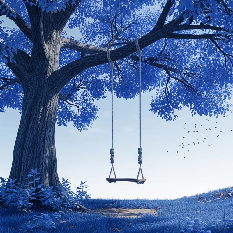 Blue Tree Swing in Nature