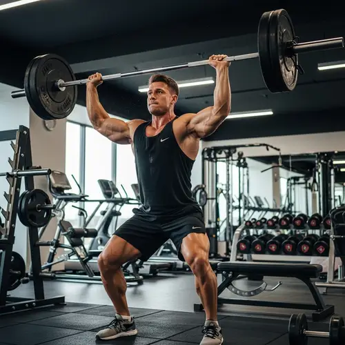 Muscular Caucasian Male Athlete Strength Training in Modern Gym