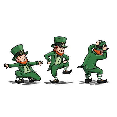 Animated Leprechauns Twerking - Playful Hand-drawn Sketch
