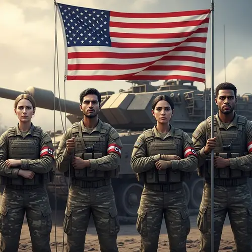 Unity & Defiance: Soldiers Raising US Flag | Symbol of Resolve