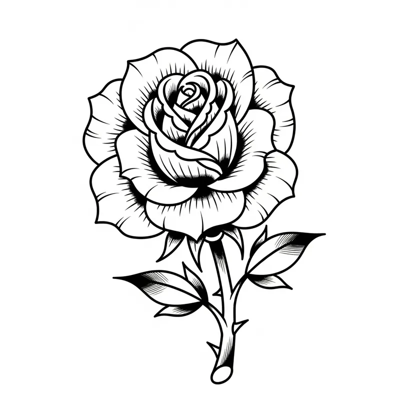 Classic American Traditional Rose Coloring Design