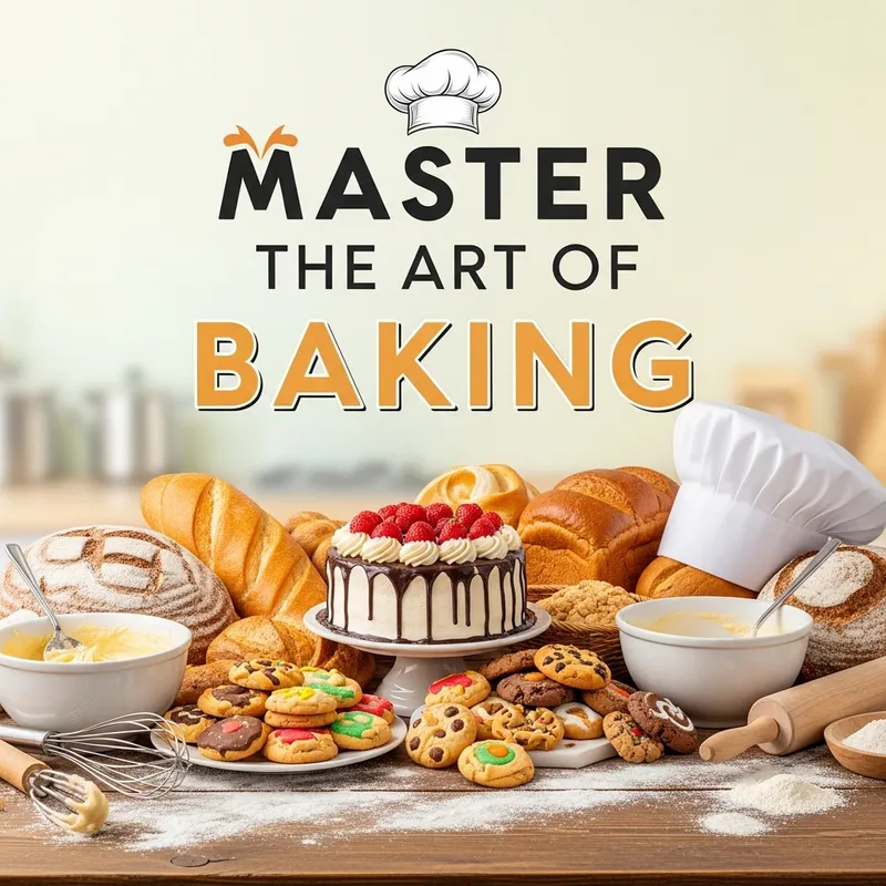 Colorful Mix of Baked Goods - Baking Course Book Cover Design