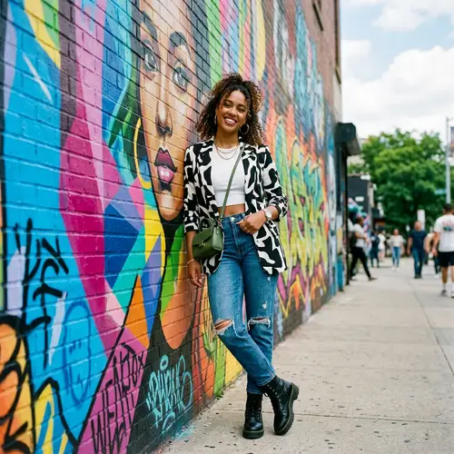 Chic Model Posing with Street Art