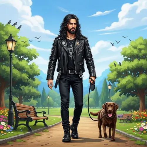 Rocking the Park: Man with Labrador Dog